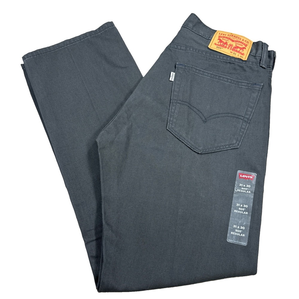 Levi's 505 Jeans Men's 31X30 Charcoal Gray Denim Straight Leg Regular Fit New